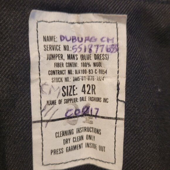 Vintage US Navy Enlisted Dress Jumper Cracker Jack  42R Patches NMCB 5 - Picture 8 of 8